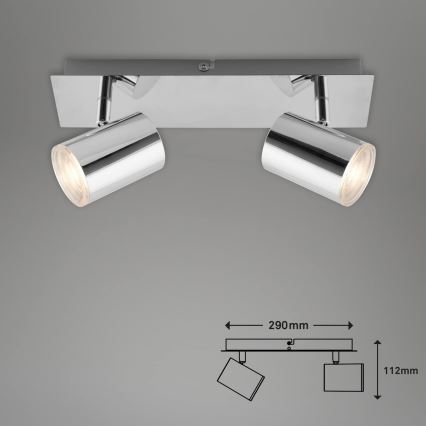 Briloner 2731-028 - Spot para casa de banho BANYO, 2xGU10/5W/230V, IP44, cromo brilhante