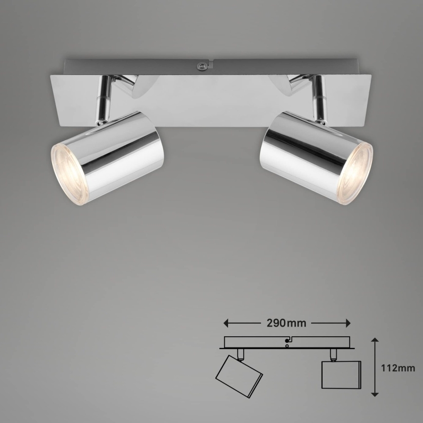 Briloner 2731-028 - Spot para casa de banho BANYO, 2xGU10/5W/230V, IP44, cromo brilhante