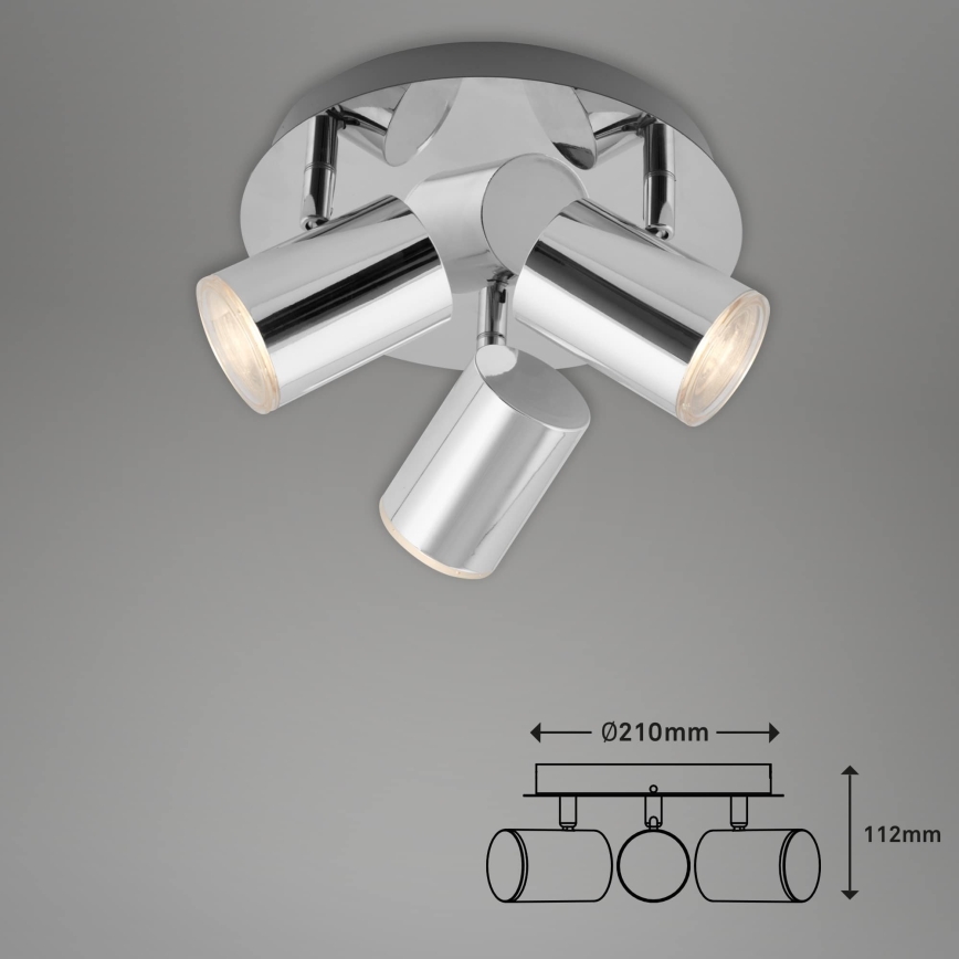 Briloner 2731-038 - Luminária de focos CUP 3xGU10/5W/230V IP44 cromado brilhante