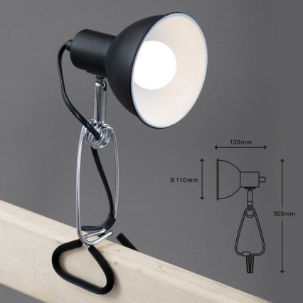 Briloner 2790-015 - Candeeiro com clipe FIX 1xE14/8W/230V preto/cromado brilhante