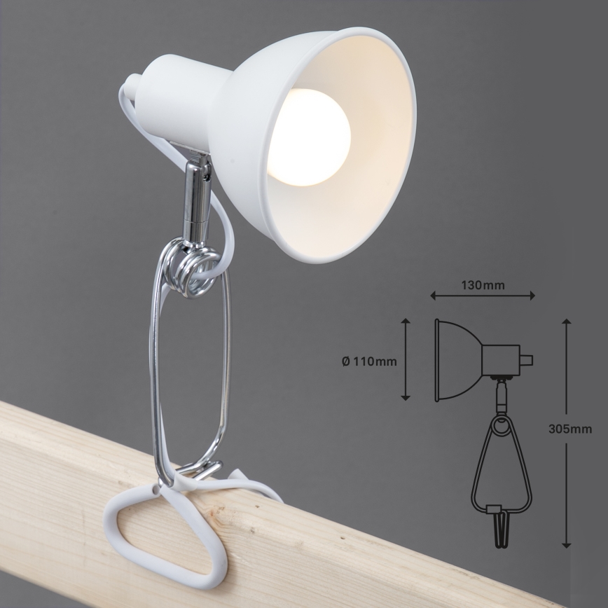 Briloner 2790-016 - Candeeiro com clipe FIX 1xE14/8W/230V branco