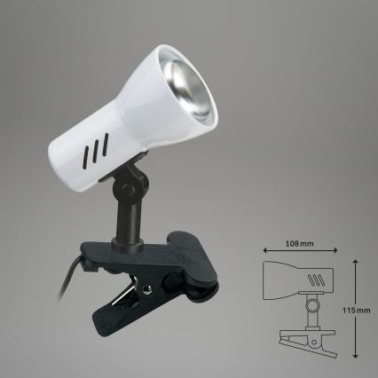 Briloner 2794/016P - Luminária com clipe 1xE14/40W/230V preto/branco