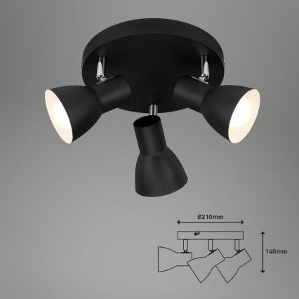Briloner 2860-035 - Luminária de focos CUP 3xE14/25W/230V preta