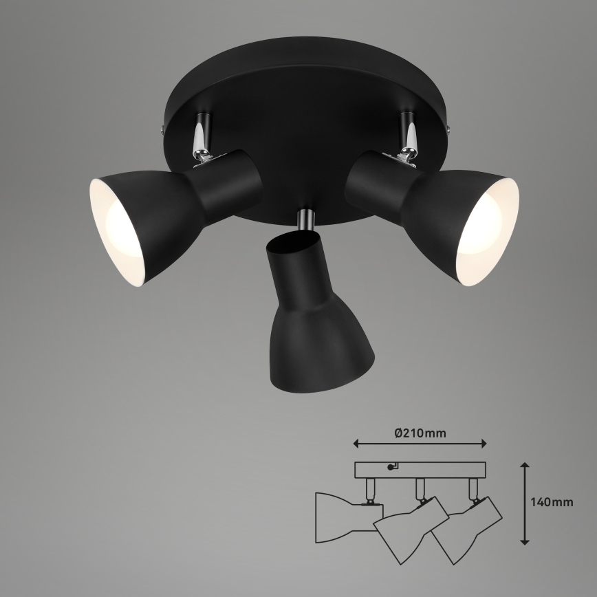 Briloner 2860-035 - Luminária de focos CUP 3xE14/25W/230V preta