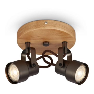 Briloner 2872-025R - Foco LED SPOTLIGHT 2xGU10/5W/230V castanho