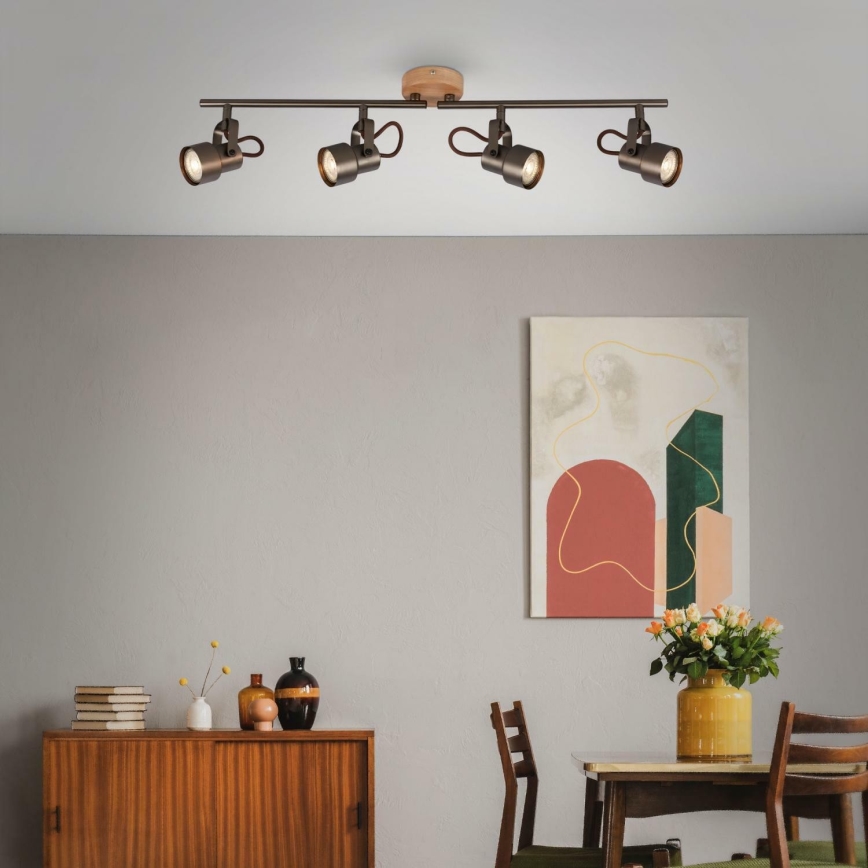 Briloner 2872-045 - Foco LED TAHUN 4xGU10/5W/230V 3000K castanho