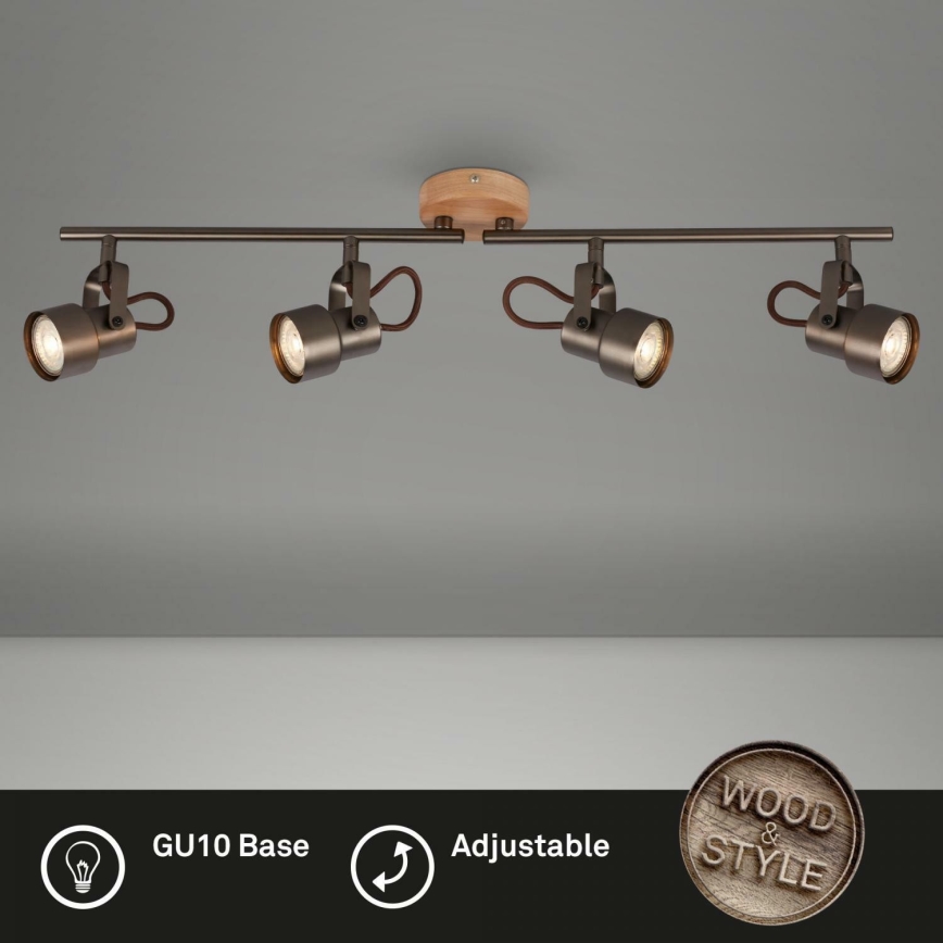 Briloner 2872-045 - Foco LED TAHUN 4xGU10/5W/230V 3000K castanho