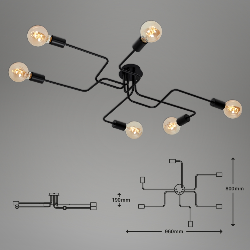 Briloner 2887-065 - Candelabro integrado FARETTO 6xE27/60W/230V