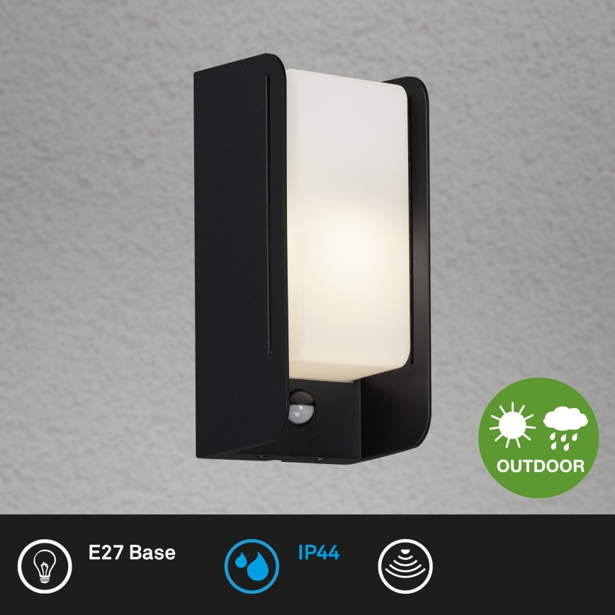 Briloner 3017-015 - Iluminação de parede exterior com sensor BOKS 1xE27/12W/230V IP44