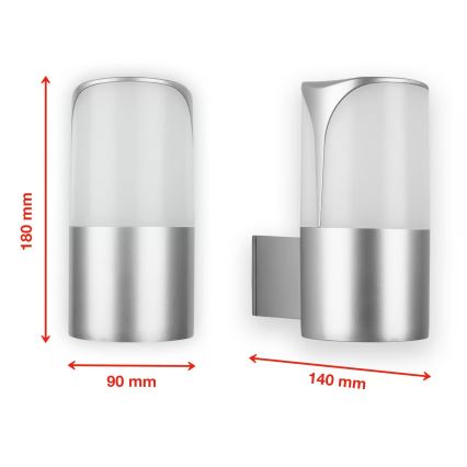 Briloner 320304TF - Aplique de parede exterior 1xE27/12W/230V IP44 prateado