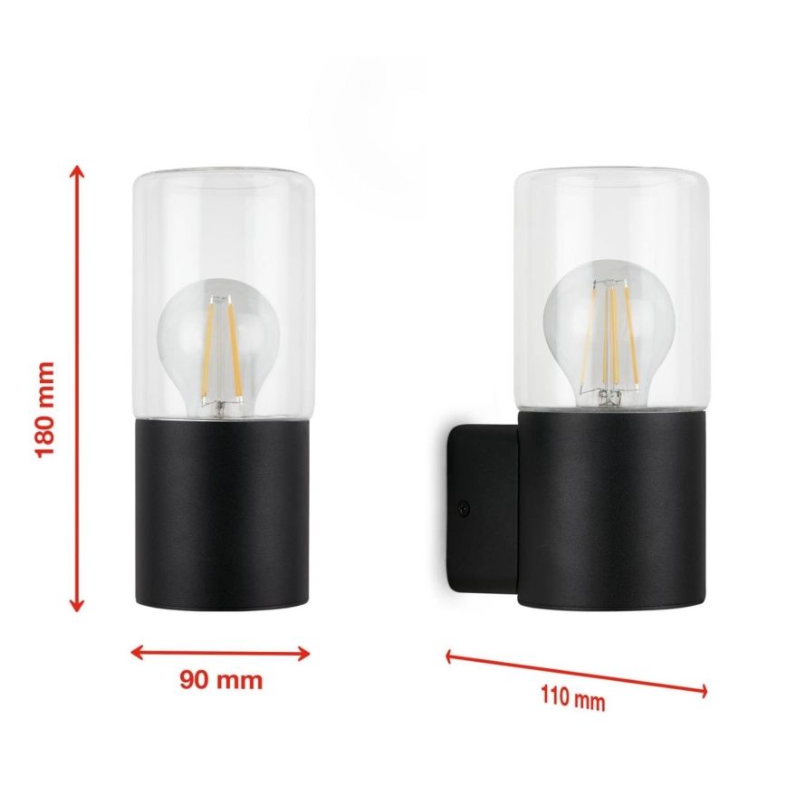 Briloner 320505TF - Iluminação de parede exterior 1xE27/12W/230V IP44 preto