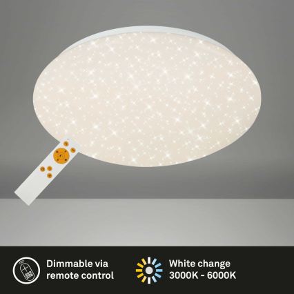 Briloner 3373-016 - Plafon LED dimerizável STARRY LED/15W/230V 3000-6500K Ø 28 cm branco + comando remoto