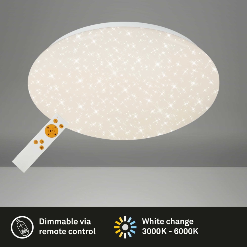 Briloner 3373-016 - Plafon LED dimerizável STARRY LED/15W/230V 3000-6500K Ø 28 cm branco + comando remoto