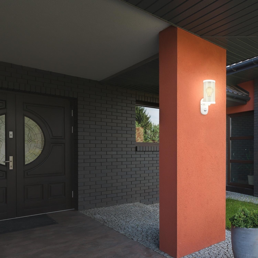 Briloner 3628-016 - Luminária de parede exterior com sensor KAIRO 1xE27/12W/230V IP44 branco