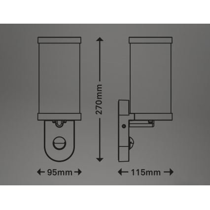 Briloner 3628-016 - Luminária de parede exterior com sensor KAIRO 1xE27/12W/230V IP44 branco