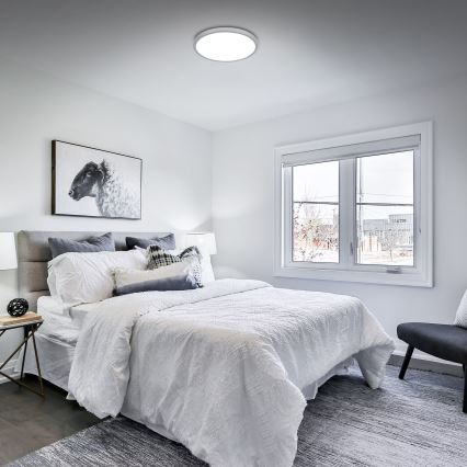 Briloner 3709-014 - Iluminação de teto LED RGBW com regulação LED/22W/230V 4000K diâmetro 38 cm prateado + comando