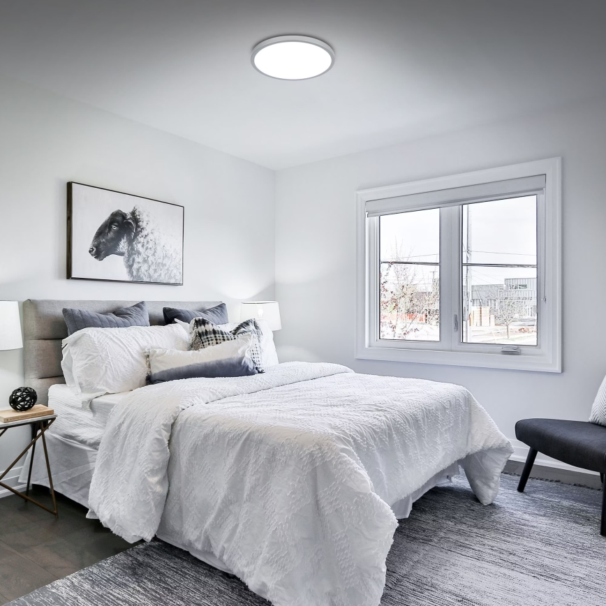 Briloner 3709-014 - Iluminação de teto LED RGBW com regulação LED/22W/230V 4000K diâmetro 38 cm prateado + comando