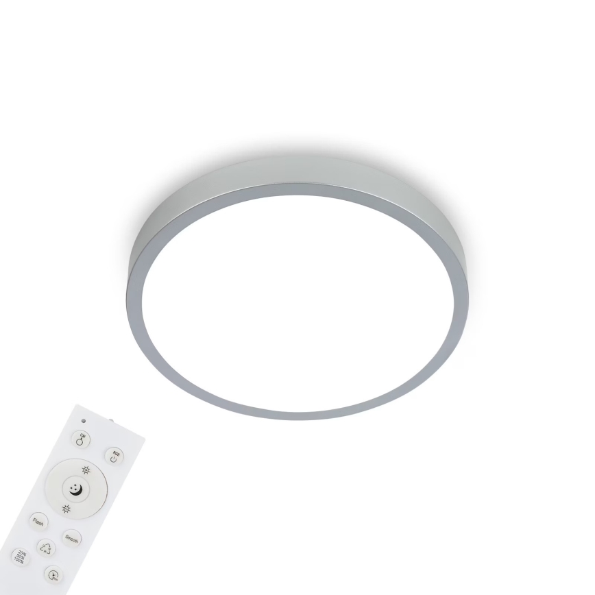 Briloner 3709-014 - Iluminação de teto LED RGBW com regulação LED/22W/230V 4000K diâmetro 38 cm prateado + comando