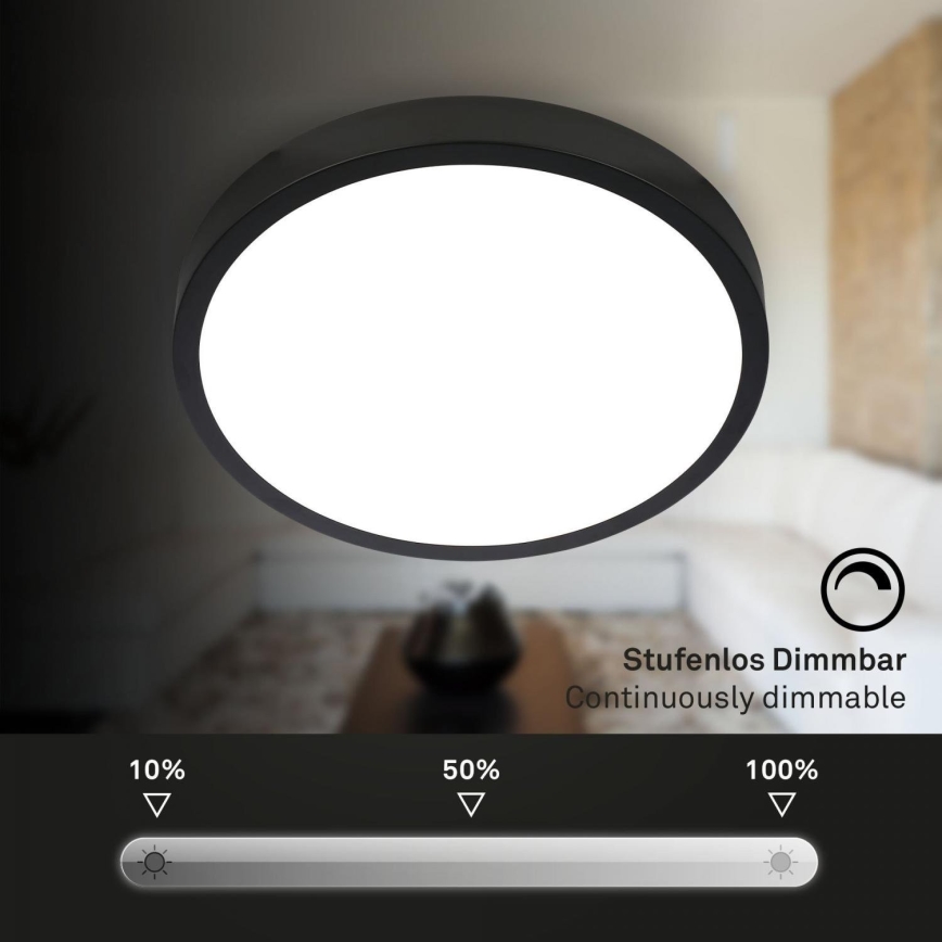 Briloner 3709-015 - Iluminação de teto LED RGBW com regulação LED/22W/230V 4000K diâmetro 38 cm preto + comando