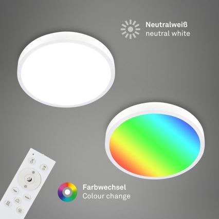 Briloner 3709-016 - Iluminação de teto LED RGBW com regulação LED/22W/230V 4000K diâmetro 38 cm branco + comando