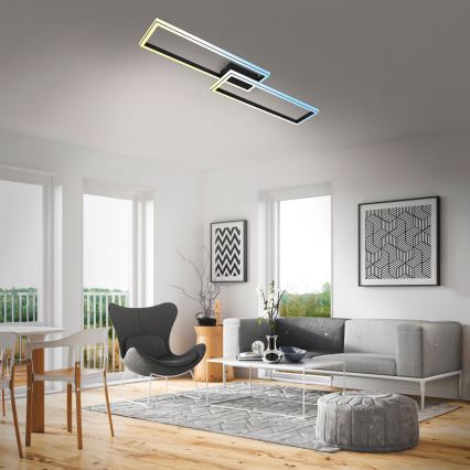 Briloner 3761015 - Luminária de teto LED dimerizável, 45W, 230V, 2700-6500K, preta, com controlo remoto