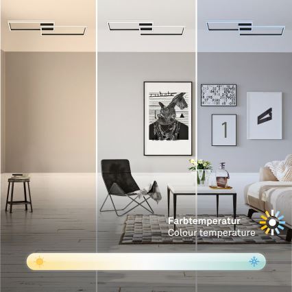 Briloner 3761015 - Luminária de teto LED dimerizável, 45W, 230V, 2700-6500K, preta, com controlo remoto