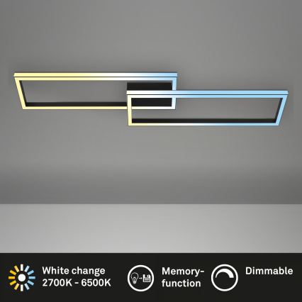Briloner 3761015 - Luminária de teto LED dimerizável, 45W, 230V, 2700-6500K, preta, com controlo remoto