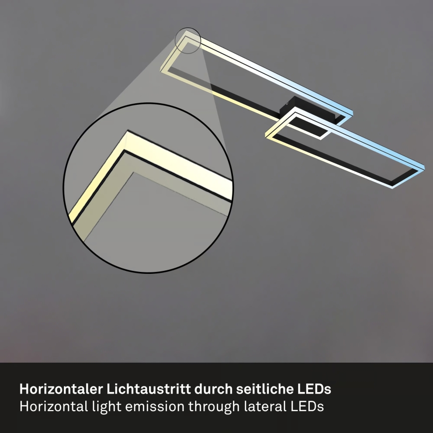 Briloner 3761015 - Luminária de teto LED dimerizável, 45W, 230V, 2700-6500K, preta, com controlo remoto