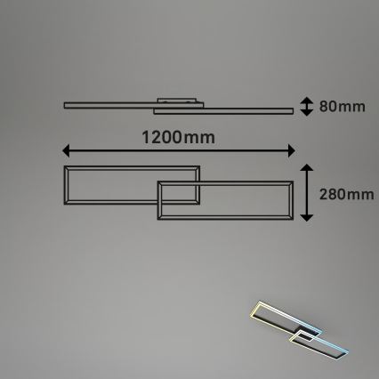 Briloner 3761015 - Luminária de teto LED dimerizável, 45W, 230V, 2700-6500K, preta, com controlo remoto
