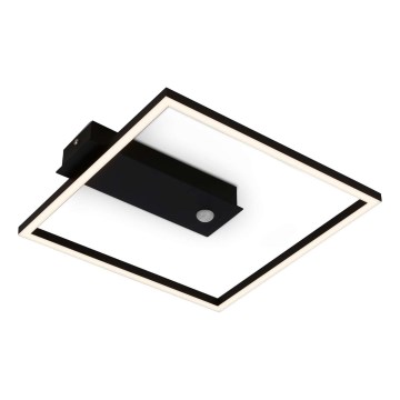 Briloner 3770-015 - Candeeiro de tecto LED com sensor de movimento e de crepúsculo FRAME LED/14W/230V 3000K 30x32 cm preto