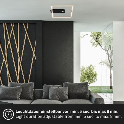 Briloner 3770-015 - Candeeiro de tecto LED com sensor de movimento e de crepúsculo FRAME LED/14W/230V 3000K 30x32 cm preto