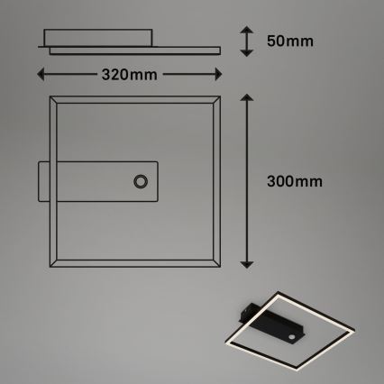 Briloner 3770-015 - Candeeiro de tecto LED com sensor de movimento e de crepúsculo FRAME LED/14W/230V 3000K 30x32 cm preto