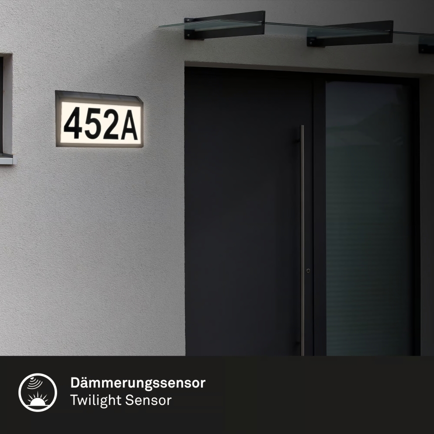 Briloner 3797015 - Iluminação solar para número da casa com LED/0,5W/1,2V 1200 mAh IP44