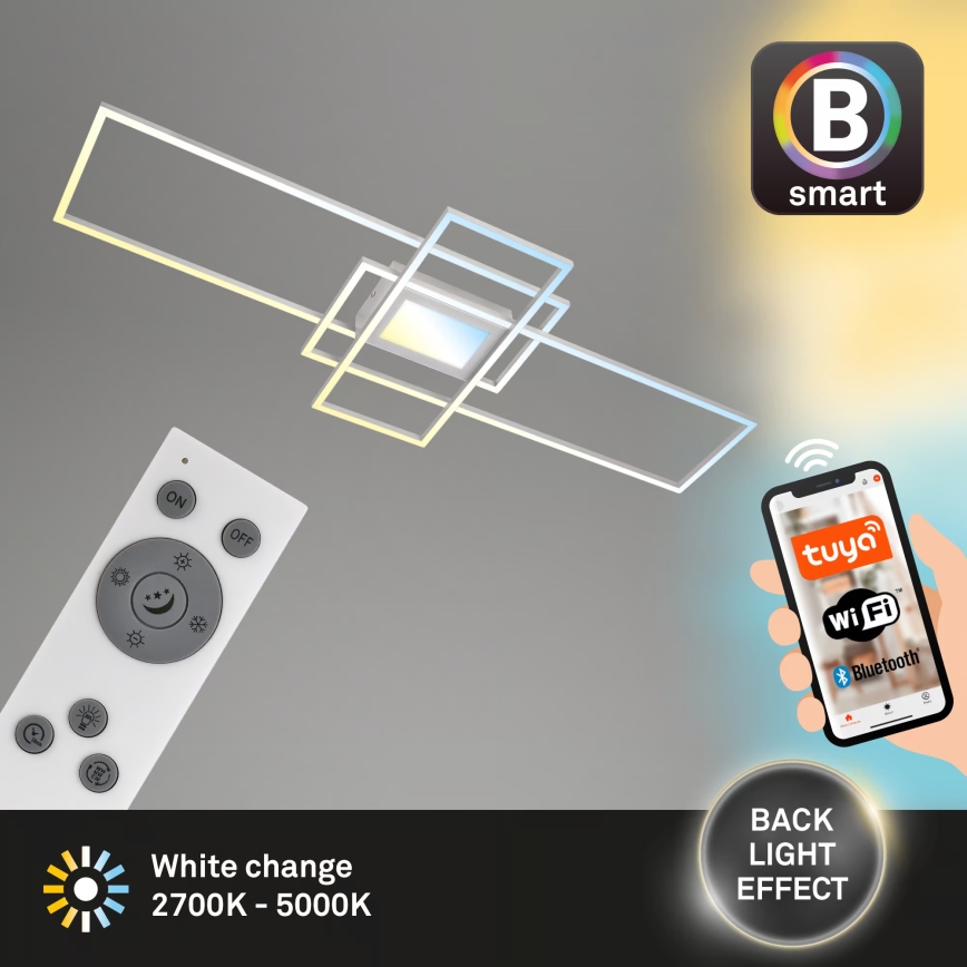 Briloner 3812019 - Candeeiro de teto LED dimerizável RAM LED/56W/230V Wi-Fi Tuya 111x42 cm + controlo remoto