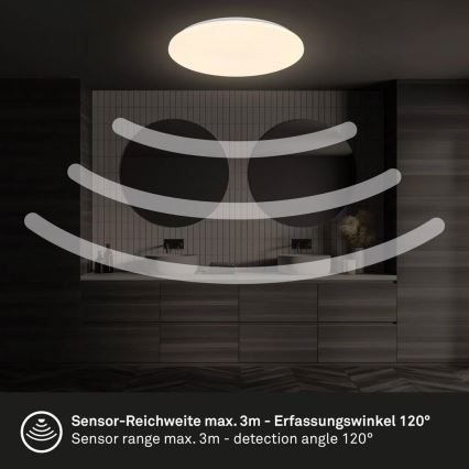 Briloner 3828-016 - Plafon LED para casa de banho com sensor de movimento WALK LED/24W/230V IP54 diâmetro 35 cm branco