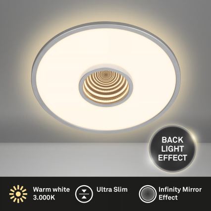 Briloner 3847014 - Candeeiro de tecto TORO LED/18W/230V, diâmetro 42 cm, cromo fosco