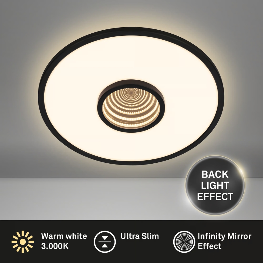 Briloner 3847015 - Candeeiro de tecto TORO LED/18W/230V, Ø 42 cm, preto