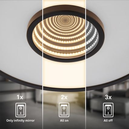 Briloner 3847015 - Candeeiro de tecto TORO LED/18W/230V, Ø 42 cm, preto