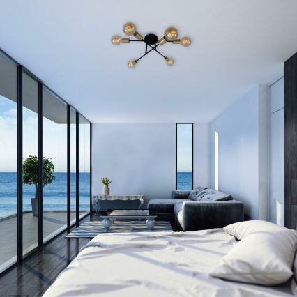 Briloner 3868-065 - Candeeiro integrado BLACK STEEL 6xE27/60W/230V