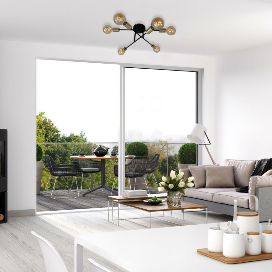 Briloner 3868-065 - Candeeiro integrado BLACK STEEL 6xE27/60W/230V