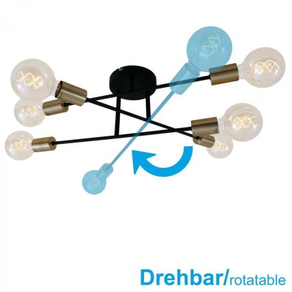 Briloner 3868-065 - Candeeiro integrado BLACK STEEL 6xE27/60W/230V