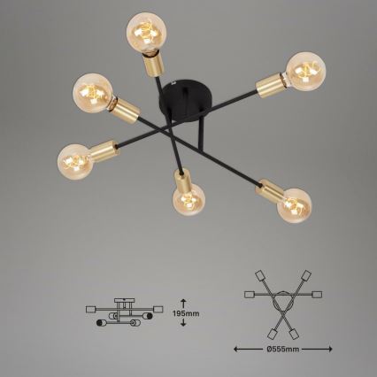 Briloner 3868-065 - Candeeiro integrado BLACK STEEL 6xE27/60W/230V