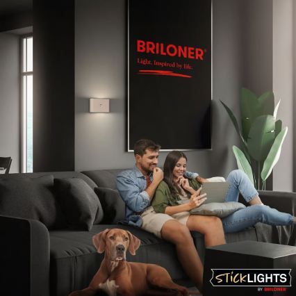 Briloner 3878011 - Aplique de parede LED recarregável com sensor de movimento e de crepúsculo CHAT LED/3W/5V 2000 mAh bege