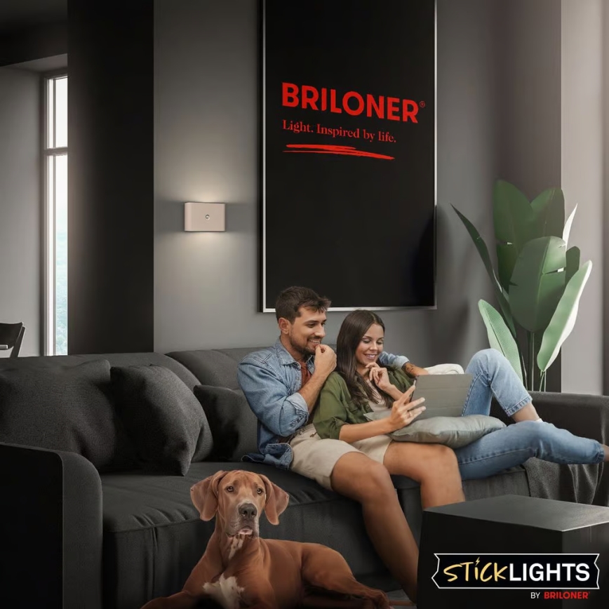 Briloner 3878011 - Aplique de parede LED recarregável com sensor de movimento e de crepúsculo CHAT LED/3W/5V 2000 mAh bege