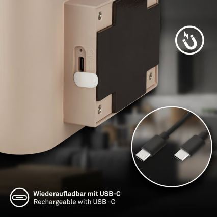 Briloner 3878011 - Aplique de parede LED recarregável com sensor de movimento e de crepúsculo CHAT LED/3W/5V 2000 mAh bege