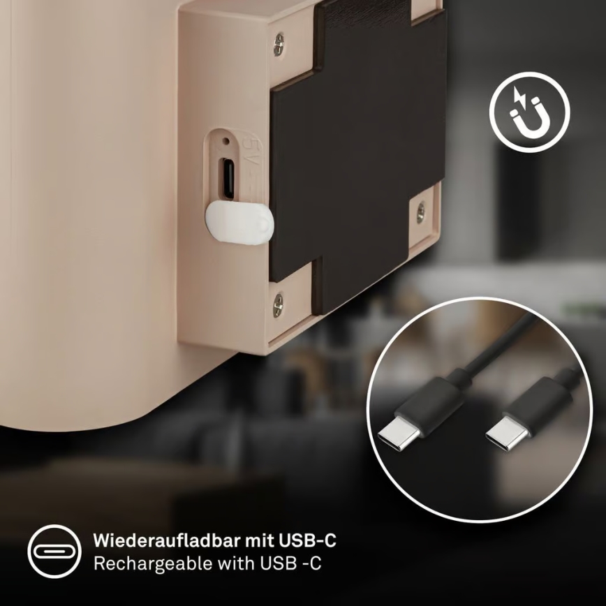 Briloner 3878011 - Aplique de parede LED recarregável com sensor de movimento e de crepúsculo CHAT LED/3W/5V 2000 mAh bege