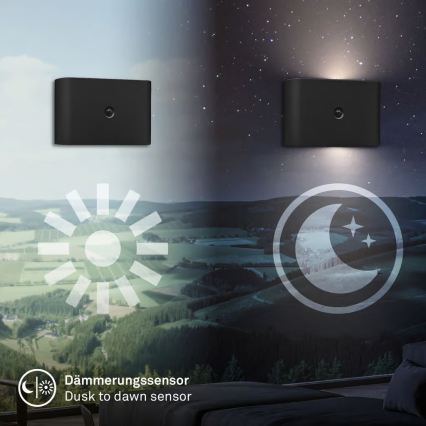 Briloner 3878015 - Aplique de parede LED recarregável com sensor de movimento e sensor de crepúsculo CHAT LED/3W/5V 2000 mAh preto