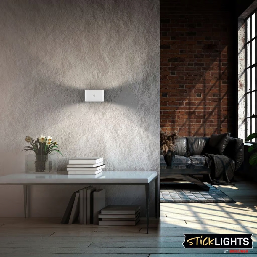 Briloner 3878016 - Aplique de parede LED recarregável com sensor de movimento e sensor crepuscular CHAT LED/3W/5V 2000 mAh branco