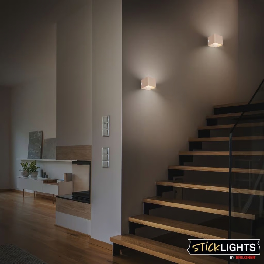 Briloner 3879011 - Aplique de parede LED recarregável com sensor de movimento e de crepúsculo BORRA LED/1,5W/5V 3600 mAh bege