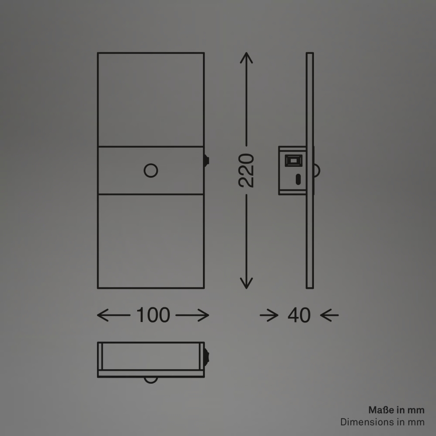 Briloner 3888012 - Aplique de parede LED recarregável com sensor de movimento e crepúsculo AURA LED/2,5W/5V 1800 mAh acabamento cromado mate